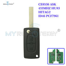 CE0536 модель 207 307 308 автомобильный раскладной дистанционный ключ 2 кнопки 434 МГц HU83 ключ для Peugeot citroen remtekey 2024 - купить недорого