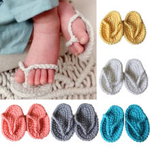 Pantufas de algodão para bebês recém-nascidos, adereços para fotografia artesanal para bebês, sapatos infantis de crochê 2024 - compre barato