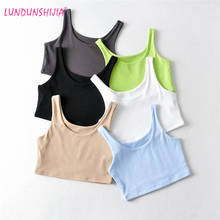 LUNDUNSHIJIA Women 2021 Summer Fashion Sexy Crop Tops Sleeveless Double Cotton U Collar Ladies Tops Bar 2024 - buy cheap