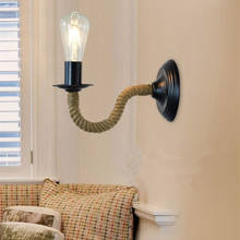 Lámpara de pared de cuerda de cáñamo para loft, candelabro de pared vintage E27 para dormitorio/sala de estar, Luz Retro, 2 unids/lote 2024 - compra barato