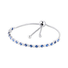 Genuine 925 Sterling Silver Bracelets Blue & Clear CZ Sparkling Slider Bracelet for Women Party Gift Fine Jewelry pulseras 2024 - buy cheap