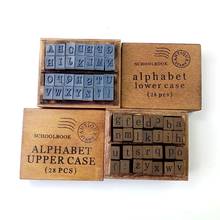 28 Pcs/set Vintage DIY Multi Purpose Alphabet Letter Schoolbook Stamp Set Wood Rubber Stamps Set Wooden Box 2 Style For Choose 2024 - buy cheap