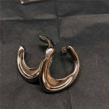 Женские нестандартные металлические серьги-кольца, винтажные, золотистые, серебристые маленькие серьги для женщин, модные украшения 2024 - купить недорого