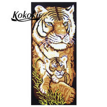 Kit de tapete de lona com trava de gancho, animal, tigre, grande, impressa, faça você mesmo, kits de gancho, tapete de bordado, diy, hobby 2024 - compre barato