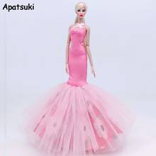 Модная розовая Цветочная Одежда для куклы Барби наряды для куклы Русалка рыбий хвост вечернее платье 1/6 аксессуары для кукол игрушка 2024 - купить недорого