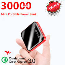 30000mAh Mini Power Bank Portable Charger with 2 USB Ports Mirror Digital Display Screen Battery Apply to Xiaomi Samsung IPhone 2024 - buy cheap