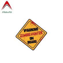 Aliauto Warning Car Sticker Zombie Hunter on Board Decal Accessories PVC for Lada Subaru Golf 4 Mini Cooper Kia Rio,10cm*10cm 2024 - buy cheap