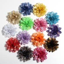 10PCS 8CM 3.1" New Artificial Metallic Fabric Flower For Wedding Party Craft Chiffon Shiny Flowers Bouquet For Wedding Boutique 2024 - buy cheap