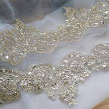 3 Yards Gold Alencon Lace Trim Corded Lace Trim Beaded Sequin for Wedding Gown Bridal Veils Garters Costumes Lace Jewelry Design 2024 - buy cheap