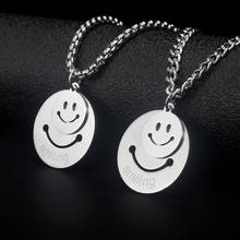 Wukaka Punk hip hop Double Smiley face stainless steel Chain Necklace Titanium steel Man Necklaces Cool Boy Gifts Men Jewelry 2024 - buy cheap