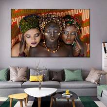 Три африканские Картина на холсте «женщина» черные женские плакаты и печать Национальный Стиль картины на холсте фотографии домашний декор 2024 - купить недорого