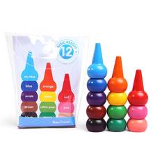 Crayones de dedo 3D de 12 colores, pintura lavable no tóxica, cera de dibujo para niños pequeños, suministros de arte educativo apilables 2024 - compra barato