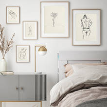 Quadro de desenho abstrato feminino, pintura de parede para sala de estar, quarto, decoração nórdica 2024 - compre barato