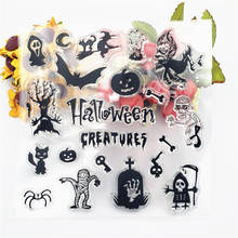 Sello de monstruo de Halloween, sellos transparentes de silicona para álbum de recortes DIY, fabricación de tarjetas, decoración artesanal de álbum de fotos 2024 - compra barato