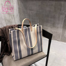 Magic Fish 2020 New Women Bag Female Handbag Fashion Striped Canvas Bag Simple Portable Wild Shoulder Bag Large Capacity 2024 - buy cheap