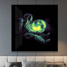 Pintura en lienzo de astronauta que abraza el planeta, carteles e impresiones de planetas, imágenes artísticas de pared para sala de estar, decoración del hogar, Cuadros 2024 - compra barato
