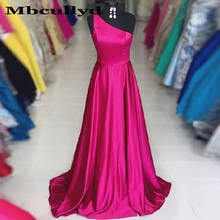 Mbcullyd Fuchsia Satin Long Prom Dresses 2023 Sexy One Shoulder Evening Pageant Gowns For Girls Cheap Plus Size robe de soiree 2024 - buy cheap