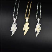 Iced Out Bling Lightning Pendants With Tennis Chain Copper Material AAA Cubic Zircon Men's Hip Hop Jewelry Gift for Men Women 2024 - buy cheap