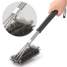 BBQ Grill Cleaning Brush Stainless Steel Bristles Three-Head BBQ Tool Barbecue Kitchen Gadgets Accessories Cooking Tools 2024 - buy cheap