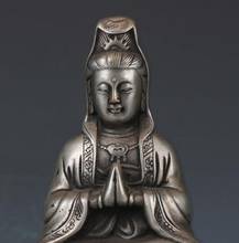 Estatua de cobre coleccionable China, estatua de cobre blanco tallada a mano Kwan Yin 2024 - compra barato
