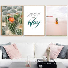 Кактус, цветок, ананас, цитаты, постеры и принты, настенная Картина на холсте, скандинавские картины для декора гостиной 2024 - купить недорого
