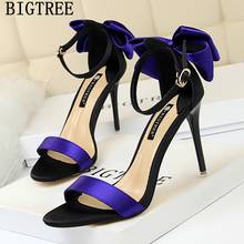 Bigtree Brand Sandals Women 2022 High Heels Luxury Brand Shoes Women Pumps Butterfly Knot Summer Shoes Women Chaussure Femme 2024 - buy cheap