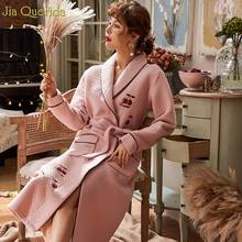 Pink Dressing Gown Women's Winter Bath Robe Pink Cute Cherry Embroidery Embossing Pattern Womens Robes Sleepwear Cotton Kimono 2024 - buy cheap