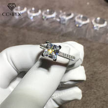 Anéis de prata para mulheres cc 925, joia feminina de noivado e casamento, zircônia cúbica quadrada, anel simples, envio direto cc631 2024 - compre barato