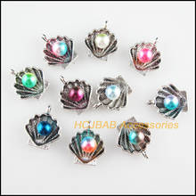 20 nuevos dijes de concha acrílica mixta colgantes tono plata tibetana 14x16, 5mm 2024 - compra barato