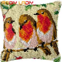 Latch Hook Cushion Singing Birds Pillow Case Pre-Printed Color Canvas Acrylic Yarn Latched Pillow Crochet Cushion Cover Crafts 2024 - buy cheap