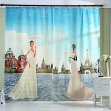 3D Digital Printing Curtain Polyester Cotton Korean Cartoon Shading Living Room Bedroom Home Decoration Curtain 2024 - buy cheap