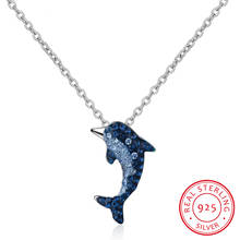 Lekani Authentic 925 Sterling Silver Story Of Dolphin Blue Cz Pendant Necklaces For Women Luxury Sterling Silver Jewelry 2024 - buy cheap