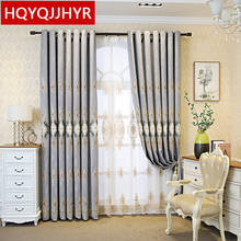 American luxury embroidered gray blackout curtains for living room high quality decoration custom curtains for bedroom kitchen 2024 - compre barato