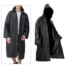 Poncho de lluvia para hombre y mujer, chaqueta impermeable con capucha de manga larga, color negro sólido, a la moda, con cordones 2024 - compra barato