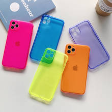 Неоновый флуоресцентный Одноцветный чехол для телефона iPhone 11 Pro Max XR X XS Max 6 6s 7 8 Plus SE 2020 чехол мягкая прозрачная задняя крышка 2024 - купить недорого