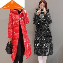 Jaqueta feminina de algodão estampa grossa, casaco feminino quente estampado inverno 2020 2024 - compre barato