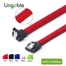 Lingable 10 шт. SATA 3,0 III правый угол 90 градусов SATA3 7pin кабели для передачи данных 6 ГБ/сек. кабель SSD HDD шнур жесткого диска с нейлоновыми рукавами 2024 - купить недорого