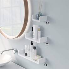 Prateleira de parede para banheiro, prateleira flutuante, decoração branca auto-adesiva, à prova d'água 2024 - compre barato
