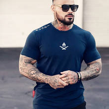 Men Short sleeve Cotton T-shirt sports Running t shirt men Gym Fitness Bodybuilding Workout Tees Tops Male Summer Brand Clothing 2024 - buy cheap