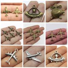 50pcs Charms Lover Plane Airplane Antique Bronze Silver Color Plated Pendants Making DIY Handmade Tibetan Silver Color Jewelry 2024 - buy cheap