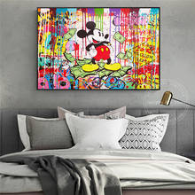 Pósteres e impresiones de grafiti de Mickey Mouse, impresiones coloridas de Disney, arte moderno de pared, imagen impresa para dormitorio de niños, decoración de sala de estar 2024 - compra barato