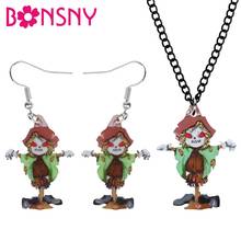 Bonsny-Conjunto de joyería acrílica de espantapájaros, collar, pendientes, accesorios de decoración para Halloween, Anime, regalo para adolescentes 2024 - compra barato