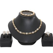Conjuntos de joyería de oro de Dubái para mujer, regalos de boda africanos, collar de corazón para fiesta, pendientes, anillo, pulsera, conjunto de joyas 2024 - compra barato