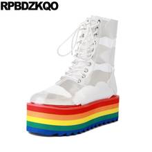 Sandalias de Pvc para mujer, botines transparentes hasta el tobillo, calzado de plataforma, arcoíris, 13, 45, talla grande, 12, 44 2024 - compra barato