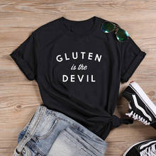 Gluten Printed Tshirt Summer T Shirt Women O-neck Cotton Short Sleeve Funny Tops Women 2020 Loose T-shirt Femme BlackWhite 2024 - buy cheap