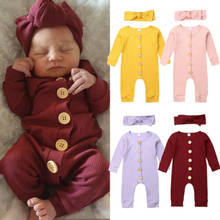 Pudcoco Newborn Baby Girls Boys Rompers Kids Soild Cotton  Jumpsuit Infant Long Sleeve Playsuit + Headbands Outfits 2020  Sale 2024 - buy cheap