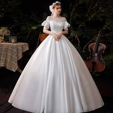 New Fashion Elegant Wedding Dress Lace Appliques Bride Dresses 2020 Simple Wedding Gowns Plus Size Stain Vestidos De Novia Floor 2024 - buy cheap