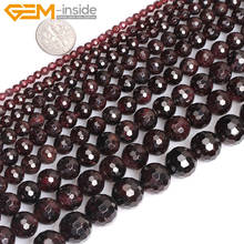 Natural Stone Beads Round Faceted Red Garnet Beads For Jewelry Making Strand 15inch DIY Jewellery 4mm 16mm 2024 - buy cheap