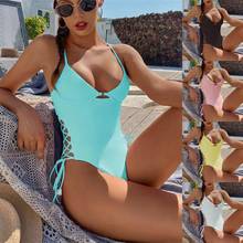 Swimwear Woman One Piece Swimsuits Bandage Bathing Suit High Cut Monokini Strings Swimming Suit for Women Sexy Swimsuit 2021 New 2024 - buy cheap