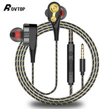 Rovtop Magnetic Wired Stereo in-Ear Earphones Super Bass Dual Drive Headset Earbuds Earphone For Huawei Samsung SmartPhone 2024 - buy cheap
